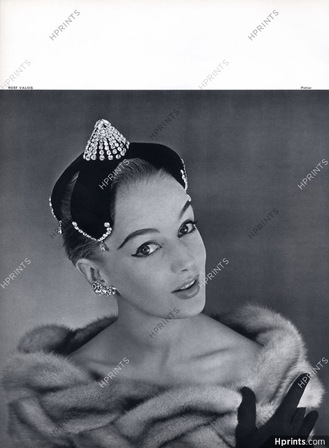Rose Valois (Millinery) 1955 Rodolphe Simon, Cabochon de strass, Clips Scemama, Photo Philippe Pottier
