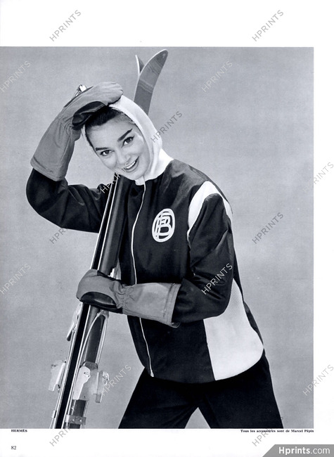 Hermès (Sportswear) 1956 Anorak en popeline, Sport Fashion Ski, Pottier