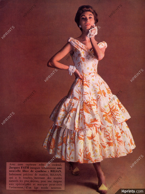 Jacques Fath 1955 Cocktail Dress, Rilsan