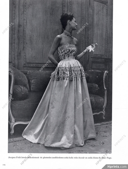 Jacques Fath 1947 Evening Dress, Philippe Pottier, Jean Page