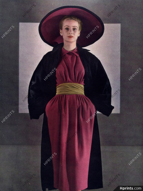 Christian Dior 1947 Winter Dress, Hat Fashion Photography