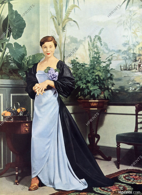 Jean Dessès 1950 Evening Gown, Deco A.Higgins, Painting A.Ekmann