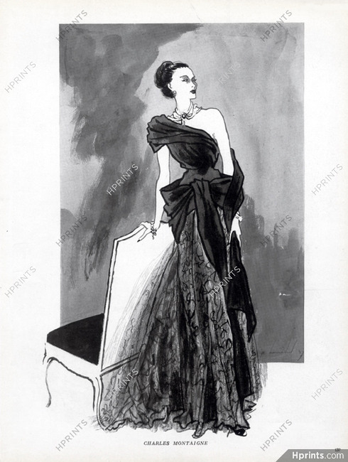 Charles Montaigne 1947 Evening Gown, Pierre Louchel