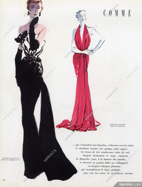 Pierre Balmain & Jacques Griffe 1949 Evening Gown, Pierre Simon