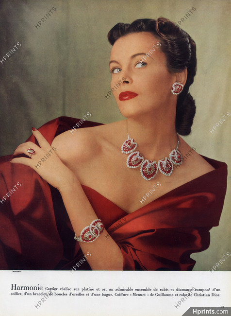Cartier (Jewels) 1950 Parure en Rubis et Diamants, Dior Dress, Guillaume Hairstyle, Photo Philippe Pottier