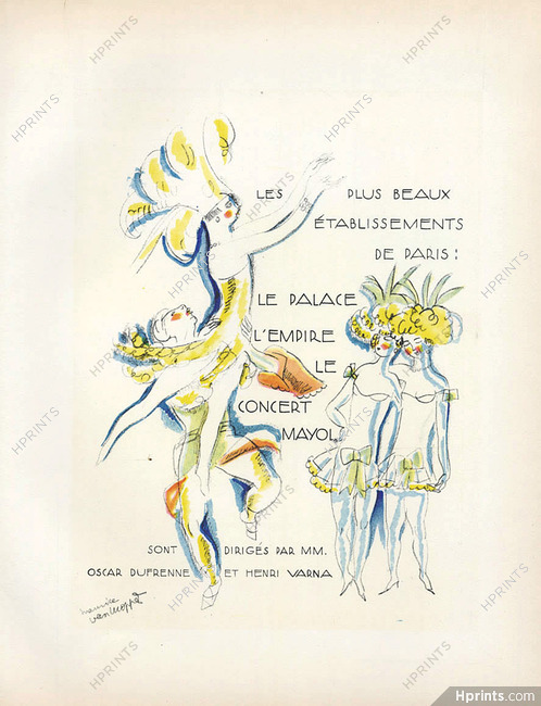 Van Moppes 1928 Le Palace, L'Empire, Le Concert Mayol, Oscar Dufrenne & Henri Varna, Music-Hall, Van Moppès, Lithograph