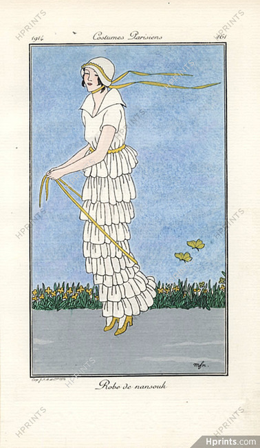 Madeleine Franc-Nohain 1914 Journal des Dames et des Modes Costumes Parisiens Pochoir N°161