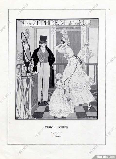 Fernand Simeon 1917 "Vision d'Hier" Chez Zéphire Marchande de Modes