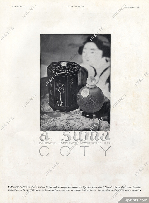 Coty (Perfumes) 1934 A'Suma (Asuma) Vincent Roubert Japanese, Japan