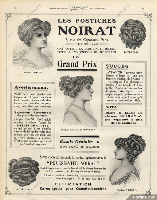 Noirat (Hairstyle) 1910 Hairpieces, Postiches, Westfield