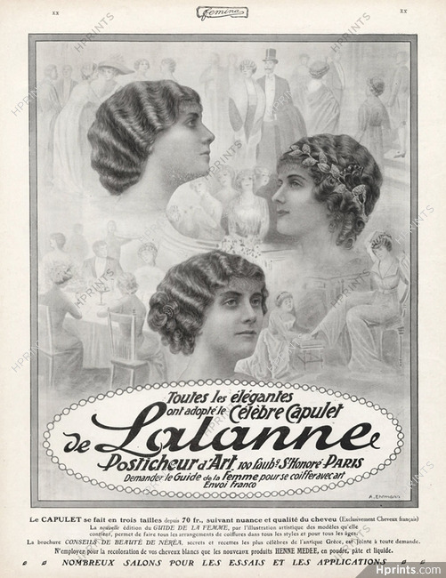 Lalanne (Hairstyle) 1912 Hairpieces, Postiches, Ehrmann, Wig
