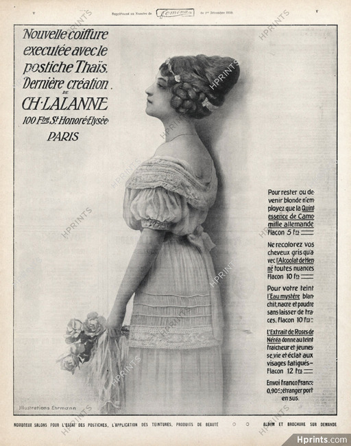 Lalanne (Hairstyle) 1910 Hairpiece,Postiche, Ehrmann