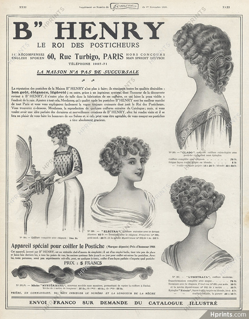 Henry (Hairstyle) 1910 Hairpieces, Wig