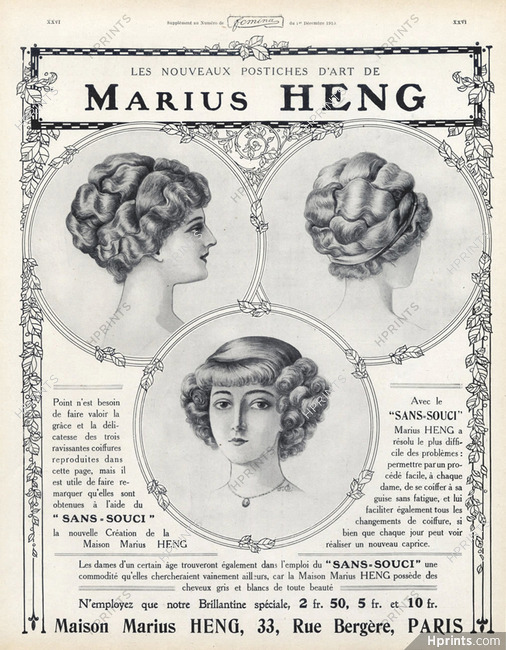 Marius Heng (Hairstyle) 1910 Hairpieces,Postiches