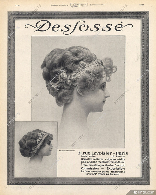 Desfossé (Hairstyle) 1910 Hairpieces,Postiches, Ehrmann
