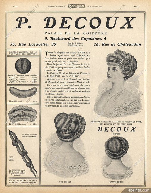 Decoux (Hairstyle) 1909 Hairpieces, Postiches, Westfield