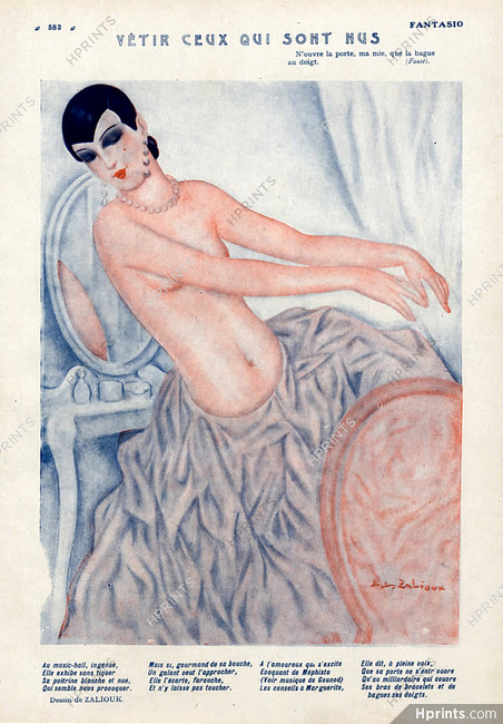 Sacha Zaliouk 1926 Vêtir ceux qui sont Nus, Topless Sexy Looking Girl