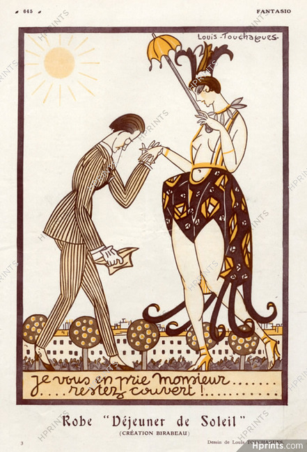 Louis Touchagues 1925 Déjeuner de Soleil Dress, Sexy Looking Girl