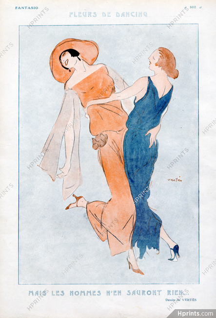 Marcel Vertes 1923 "Fleurs de Dancing" Lesbians Dancers
