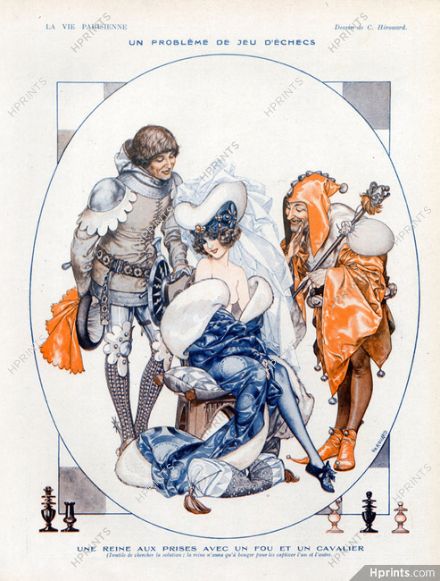 Hérouard 1918 Jeux D'echecs The Queen The Bishop The Knight Medieval Costumes