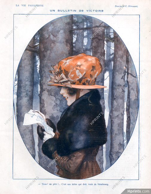 Cheri Herouard 1918 Elegant Parisienne Fur Coat Hat