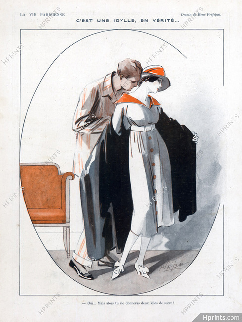 René Prejelan 1919 "Idylle" Lovers, Kiss