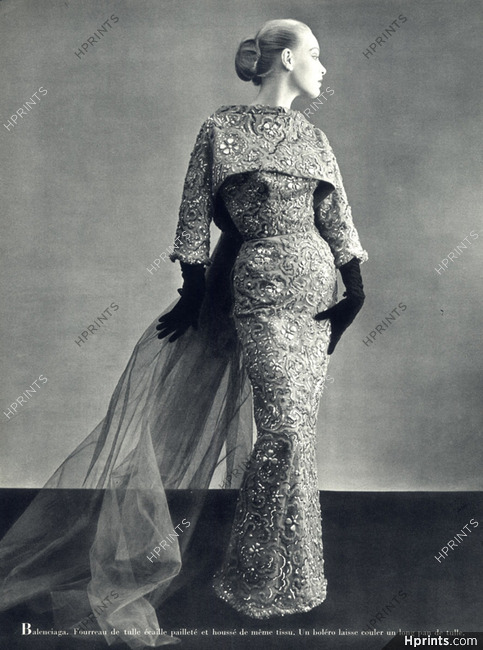 Balenciaga 1951 Sequined Tulle Evening Gown