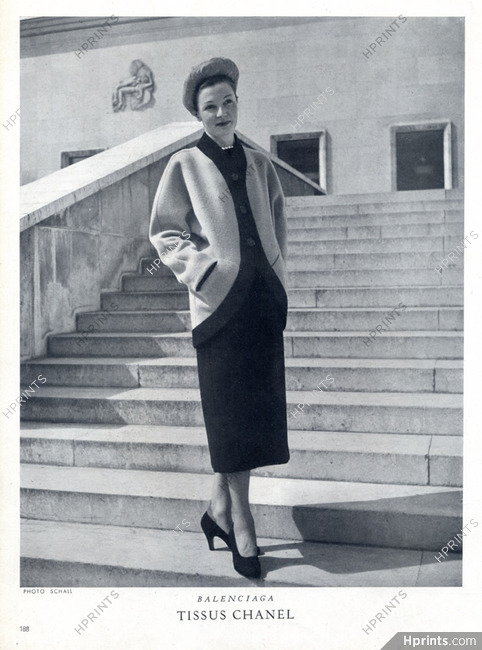 Balenciaga 1947 Photo Schall, Tissus Chanel, Jacket, Skirt