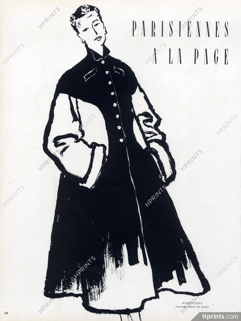 Balenciaga 1949 "Parisiennes à la page" Winter Coat, Lesur, Pierre Simon