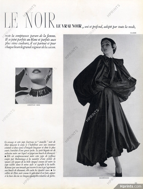 Balenciaga 1950 Black Dress, Necklace Dior, Photo Clarke