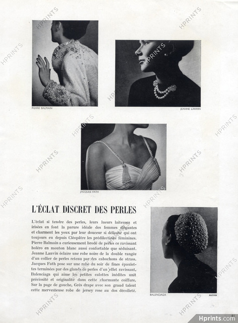 Balenciaga Balmain Lanvin Fath 1947 Pearls