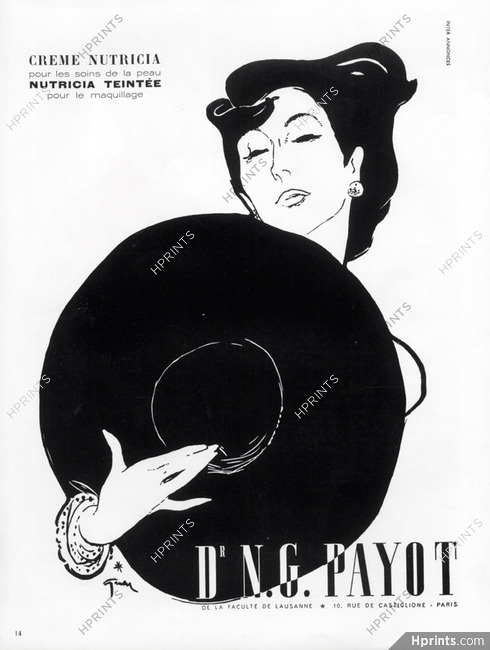 Payot (Cosmetics) 1950 René Gruau (Black & White Version)