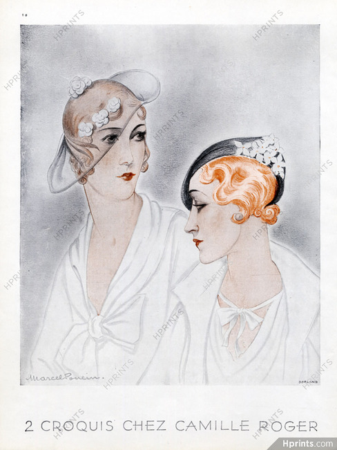 Camille Roger 1932 Marcel Poncin, Fashion illustration (hats)