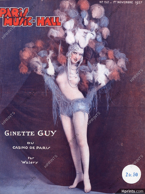 Paris Music-Hall 1927 Ginette Guy Chorus Girl Feathers Costume Casino de Paris