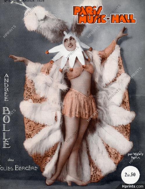 Paris Music-Hall 1928 Miss Andrée Bollé Chorus Girl Feathers Costume Folies Bergère