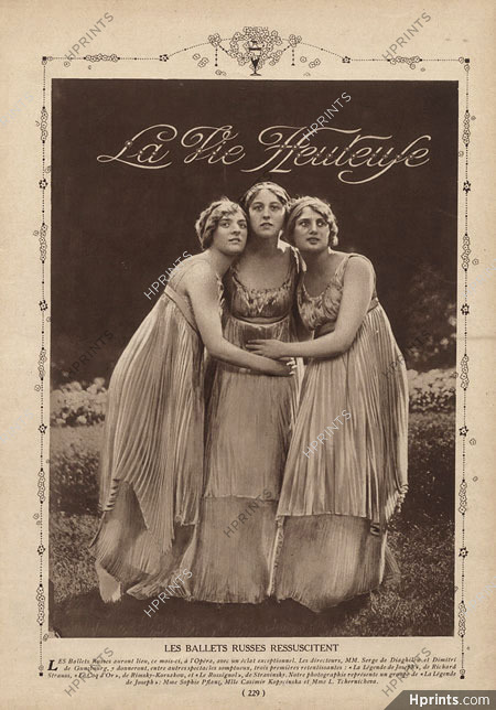 Ballets Russes 1913 Mrs Sophie Plfanz, Miss Casimir Kopycinska, Mrs Tchernicheva, La Légende de Joseph, Ballet