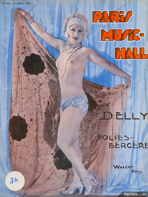 Paris Music-Hall 1929 Delly Chorus Girl Topless Costume Folies Bergère