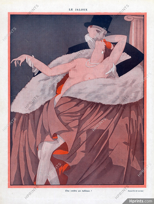 Fabius Lorenzi 1927 Sexy Girl Topless Lover Kiss