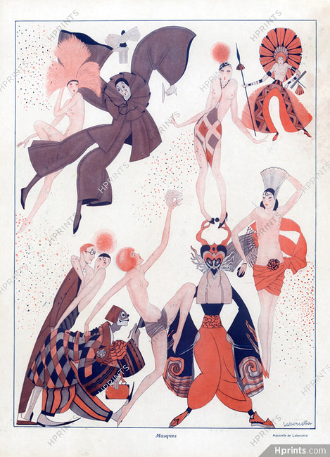 Laboccetta 1924 Masks Pierrot Clown Music-Hall Costume Chorus girl