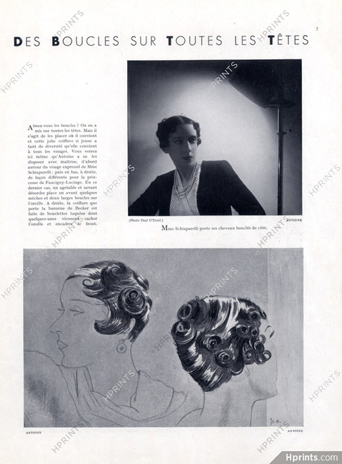 Antoine (Hairdresser) 1932 Mrs Elsa Schiaparelli, Curls