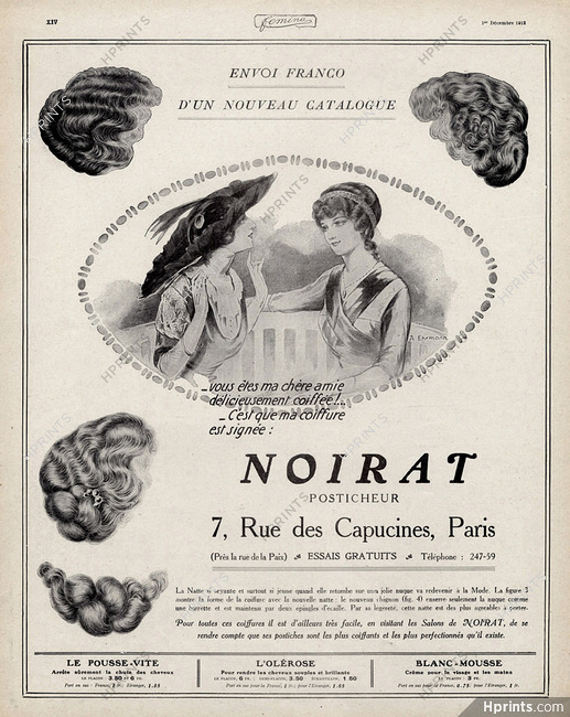 Noirat (Hairstyle) 1912 Hairpieces, Ehrmann