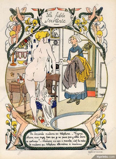 Carlegle 1907 La Fidèle Servante Nude Breton Regional Costume Becassine
