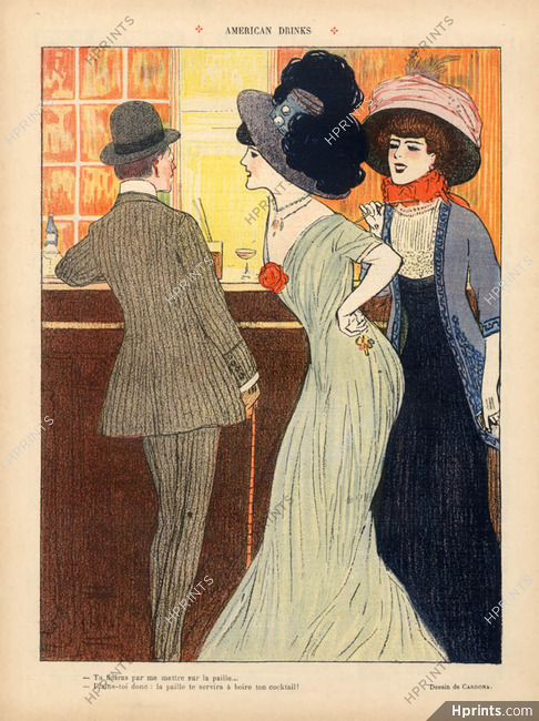 Juan Cardona 1908 "American Drinks" Elegantes Courtisanes