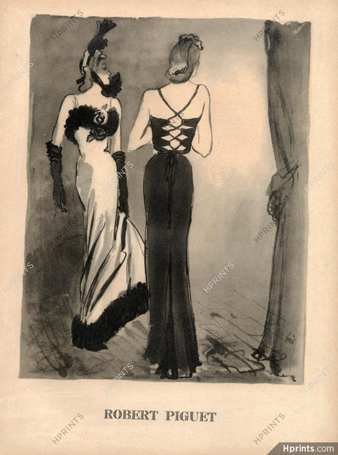 Robert Piguet 1938 backless black Evening Gown, Eric