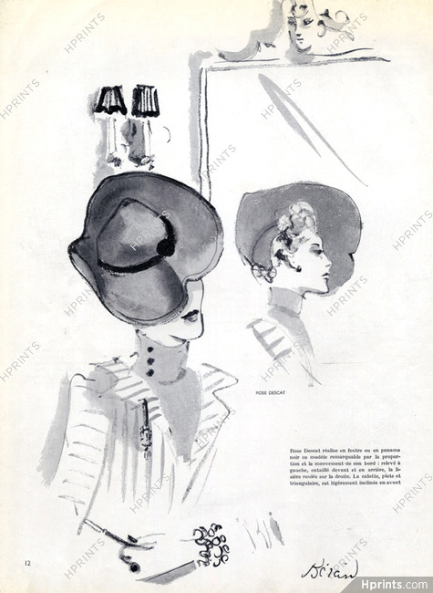 Rose Descat (Millinery) 1936 Panama Hat Christian Berard