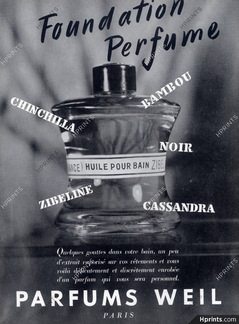Weil (Perfumes) 1939 Zibeline Chinchilla Bambou Noir Cassandra