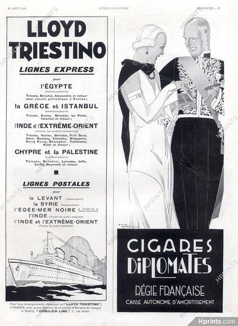 Régie Francaise 1931 Cigares Diplomates, Academician Costume, René Vincent