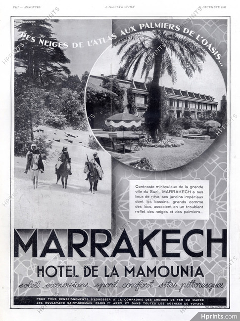 La Mamounia (Hotel) 1935 Morocco, Marrakech