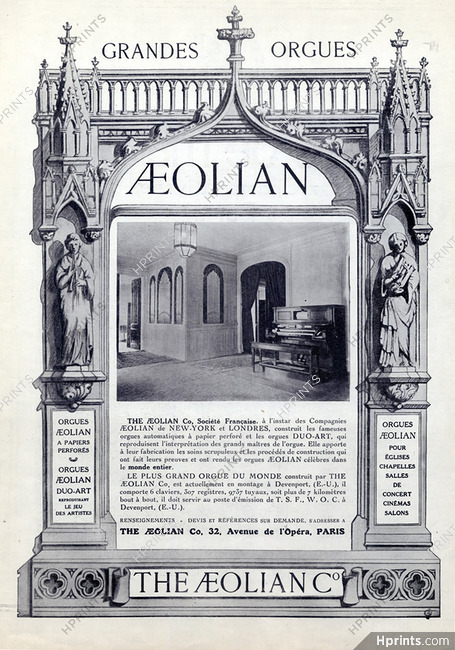 Pianola (Aeolian Company) 1927 Orgues