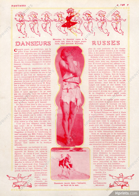 Danseurs Russes, 1914 - Léonide Miassine Russian Ballet, Text by Le Timbalier Milanais